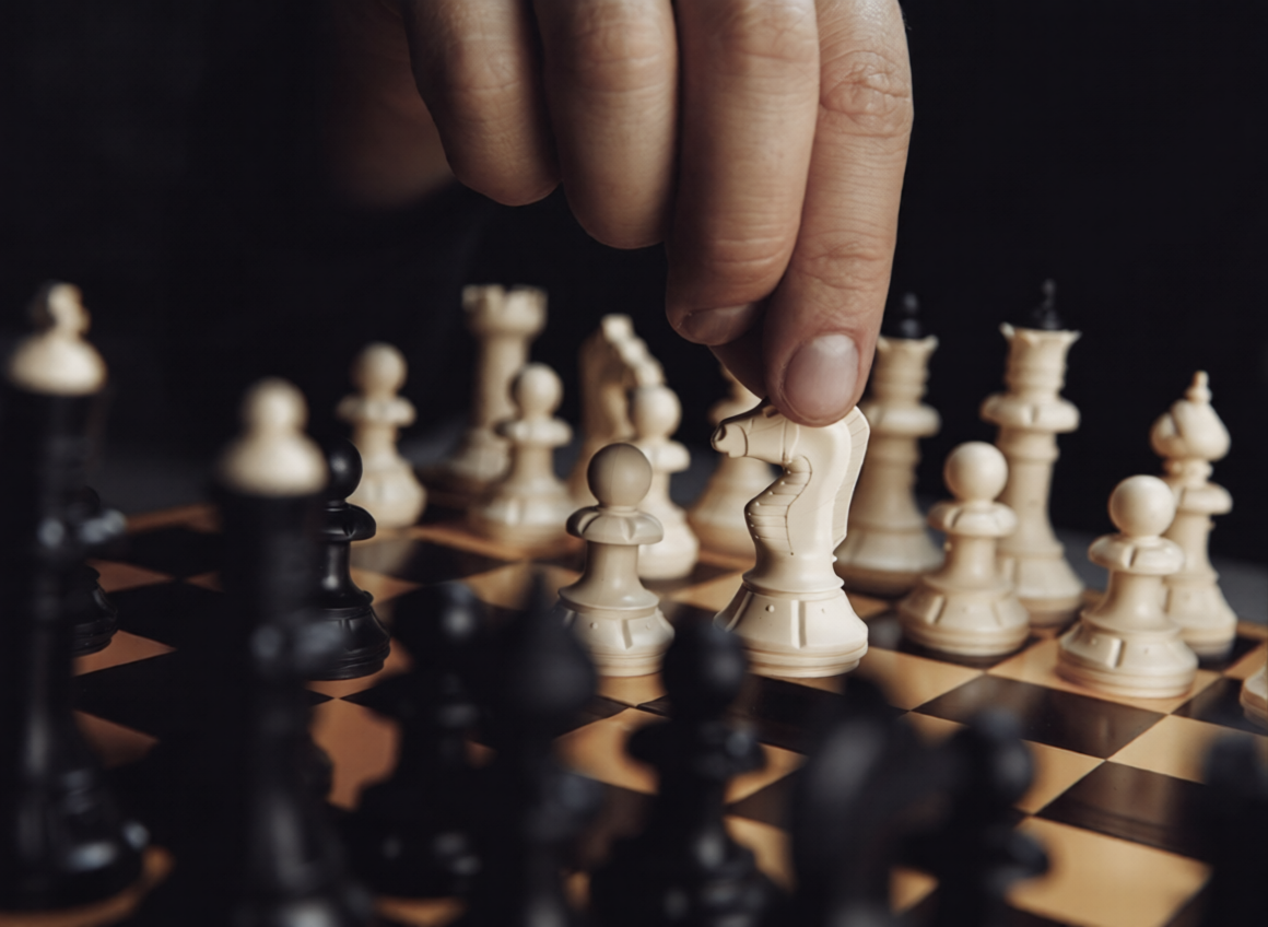 Chess close-up representing strategic career decisions